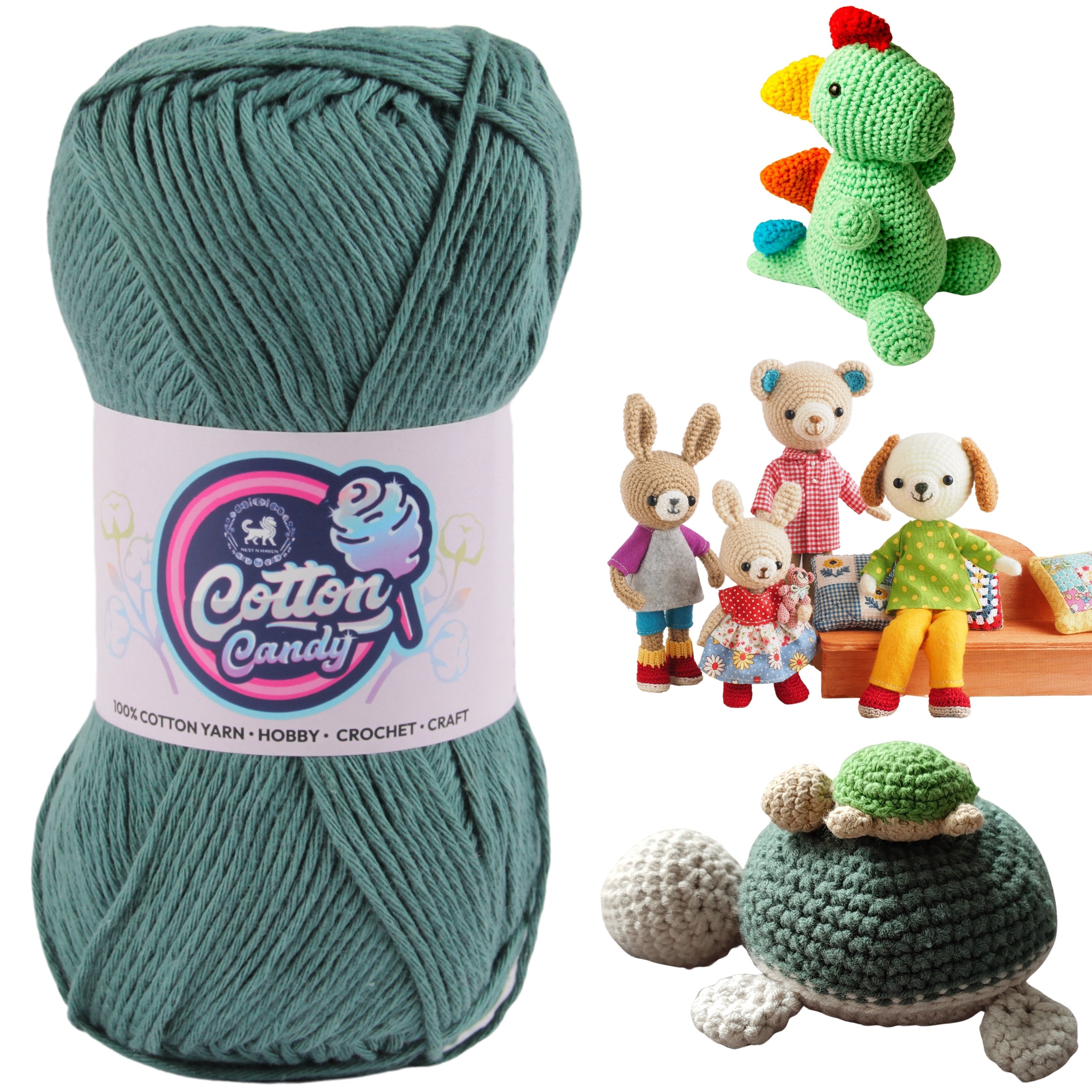 Cotton Candy Cotton Yarn (100 gram) - Spanish Green