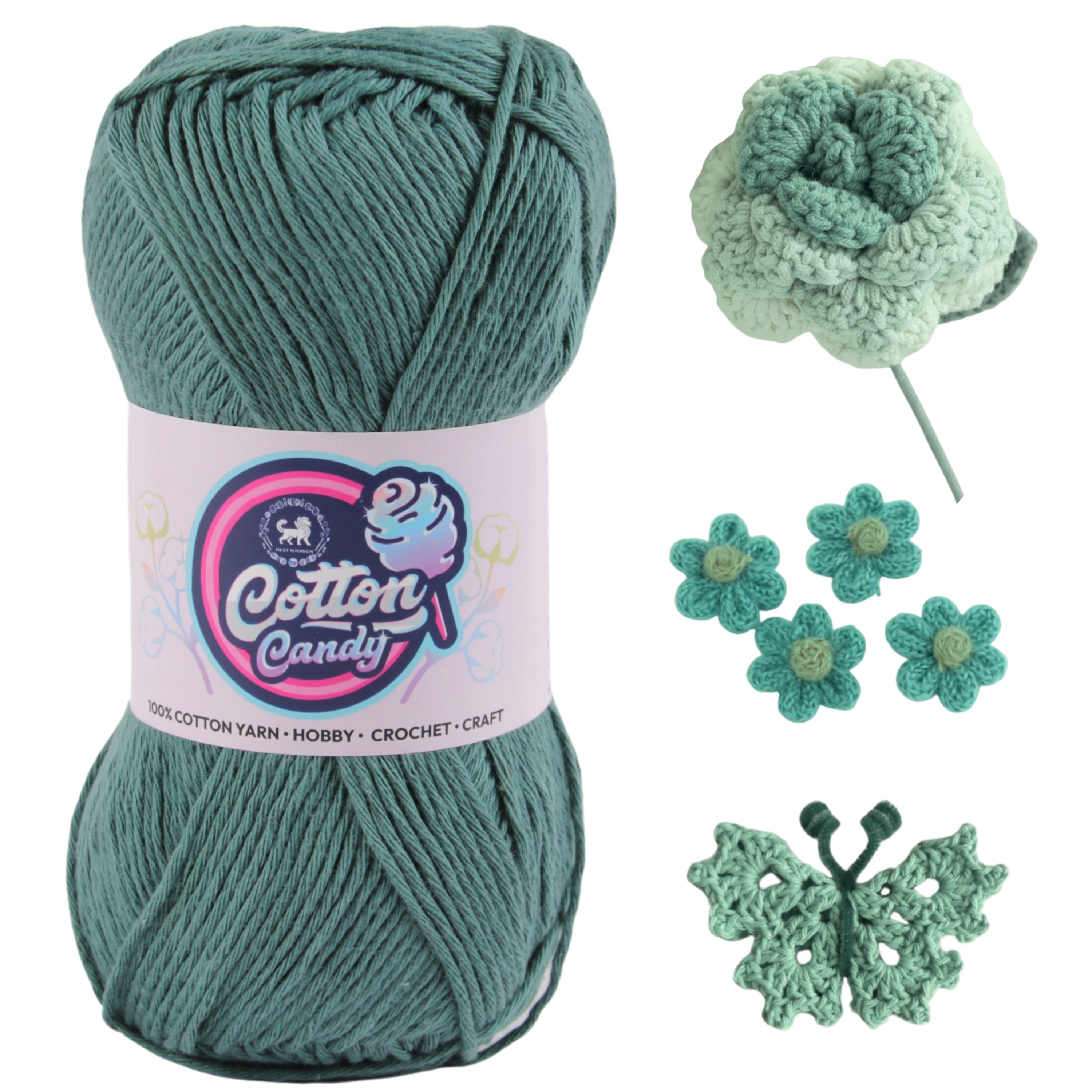 Cotton Candy Cotton Yarn (100 gram) - Spanish Green