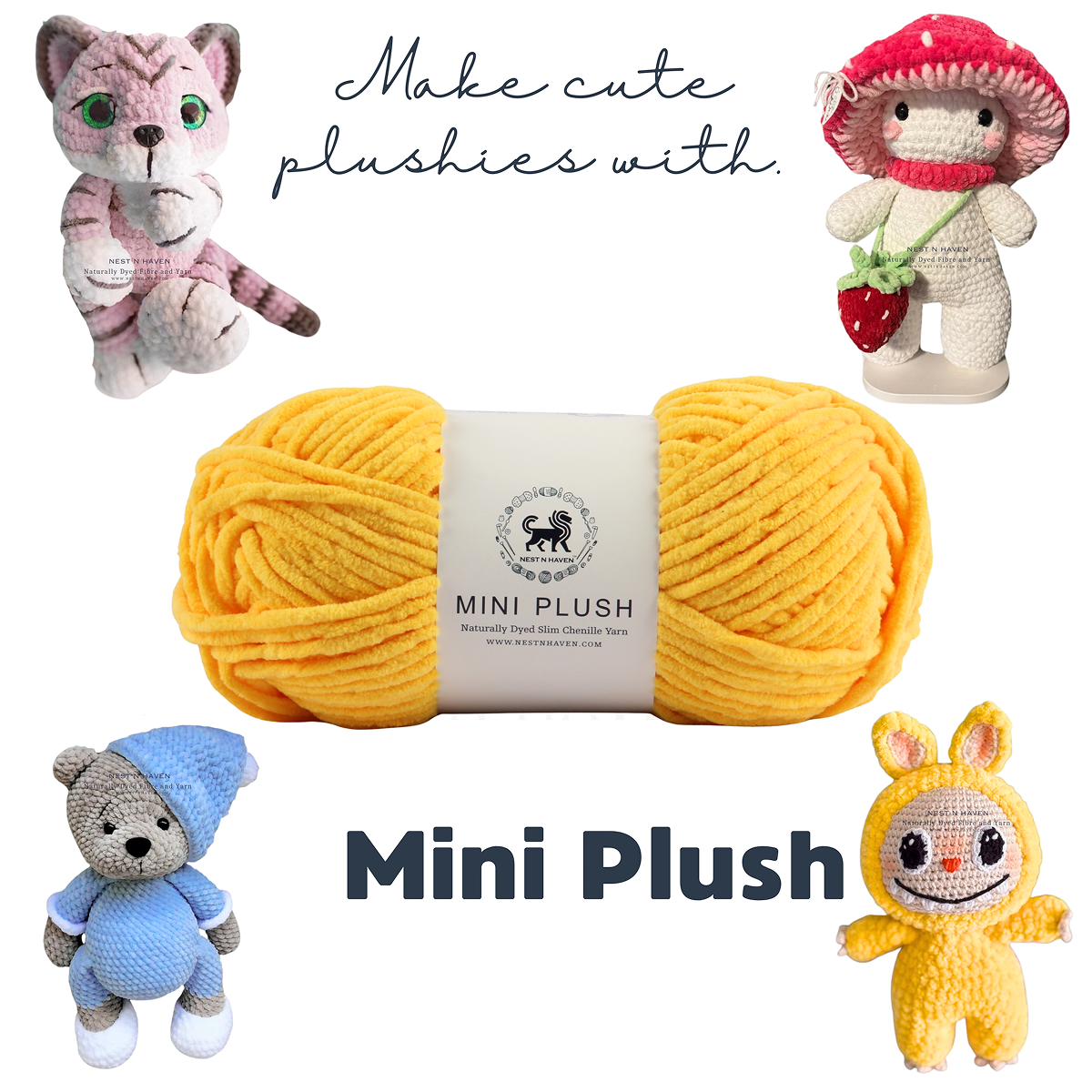 MINI Plush Chenille Yarn (100 gram) - Sunflower Yellow