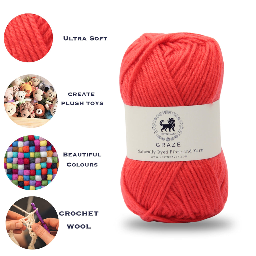 Graze Hand Knitting and Crochet Bulky Yarn (100 gram) - Sunset Orange