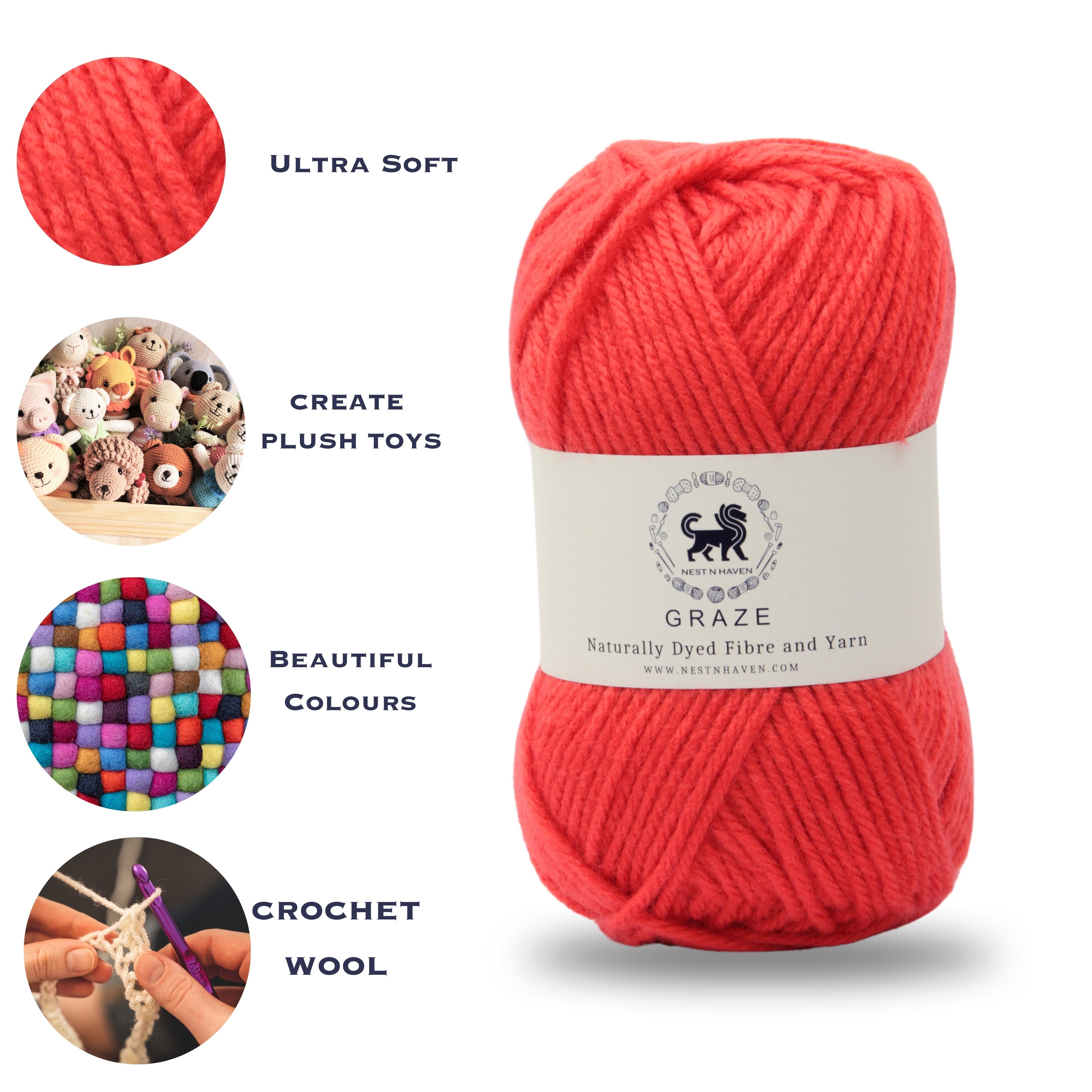Graze Hand Knitting and Crochet Bulky Yarn (100 gram) - Sunset Orange