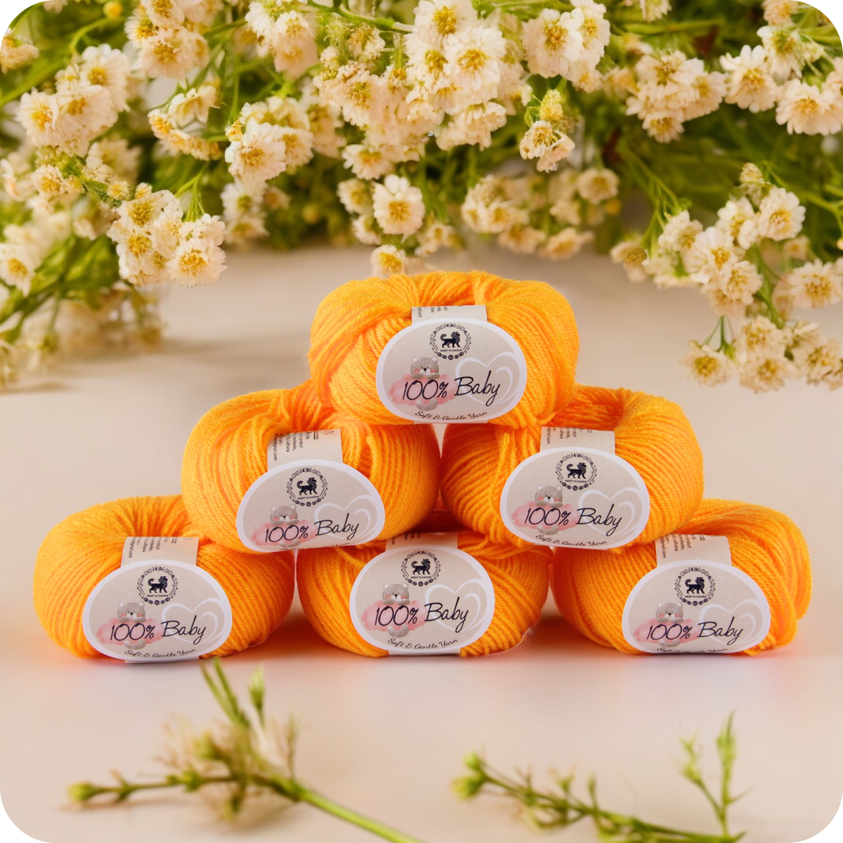 Baby  Yarn  pack of 6 (25gms x 6) 150 gram -  Sunset Yellow