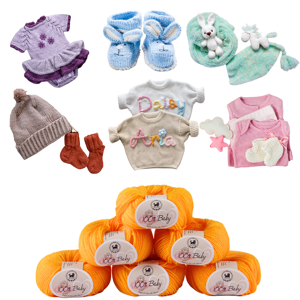 Baby  Yarn  pack of 6 (25gms x 6) 150 gram -  Sunset Yellow