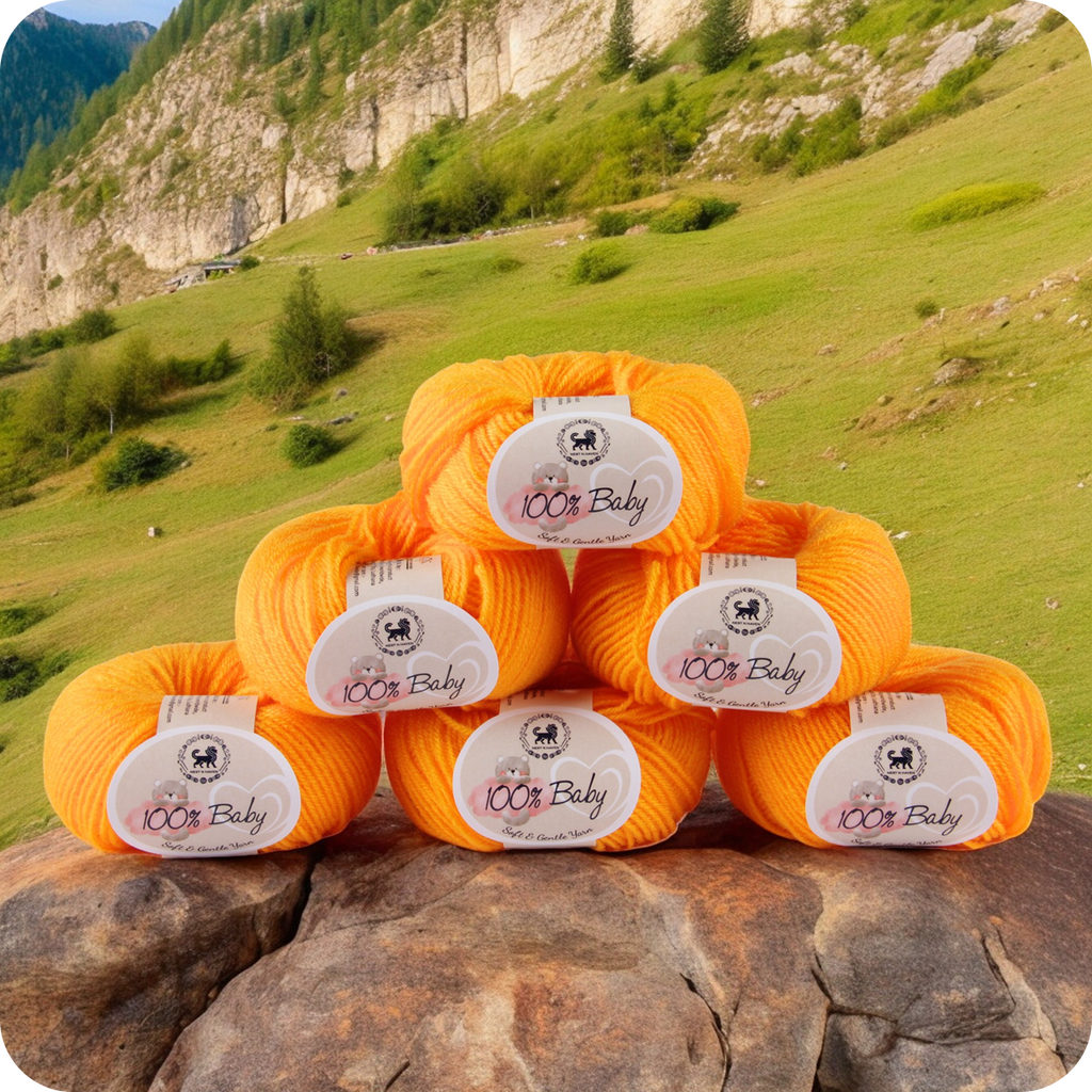 Baby  Yarn  pack of 6 (25gms x 6) 150 gram -  Sunset Yellow