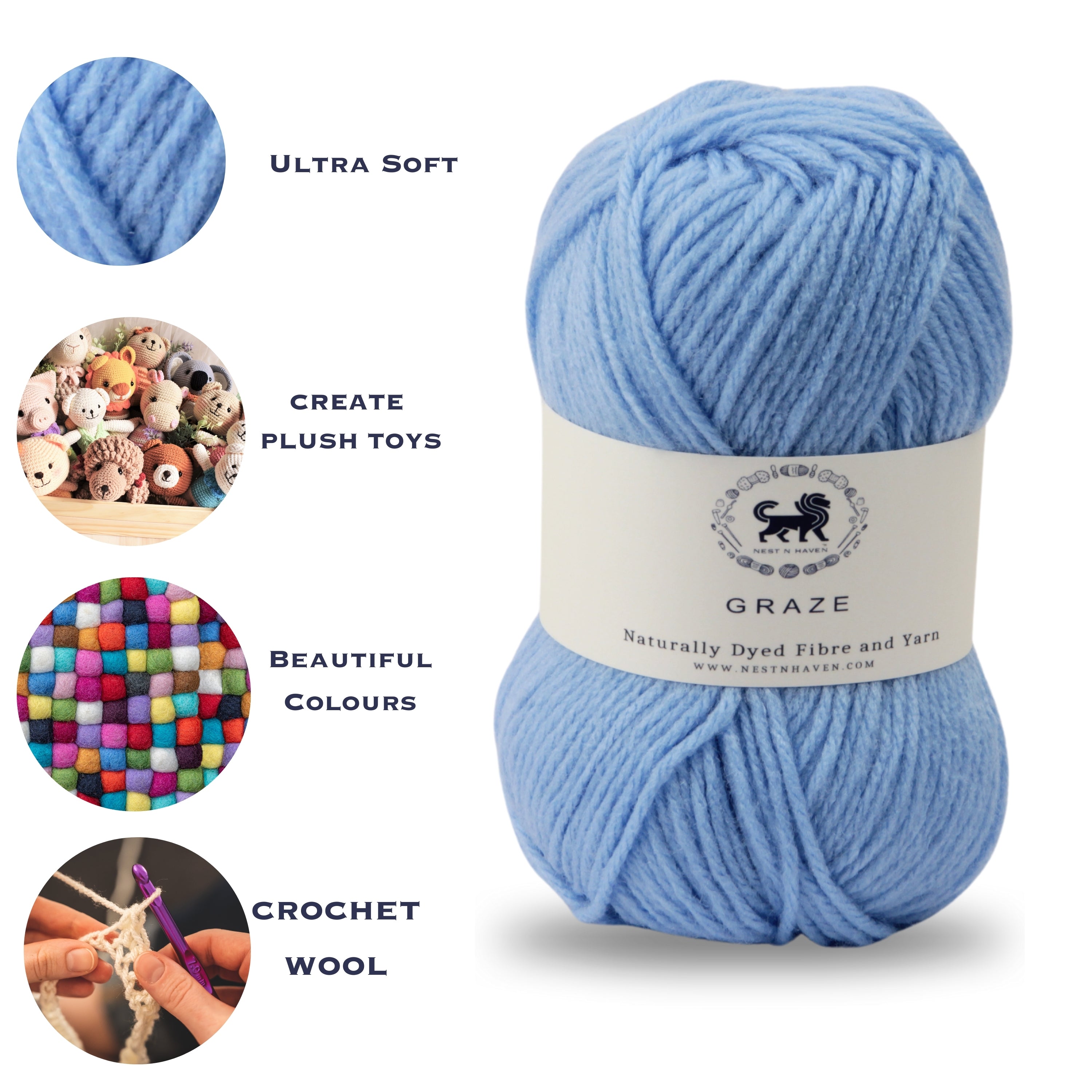 Graze Hand Knitting and Crochet Bulky Yarn (100 gram) - Ultramarine