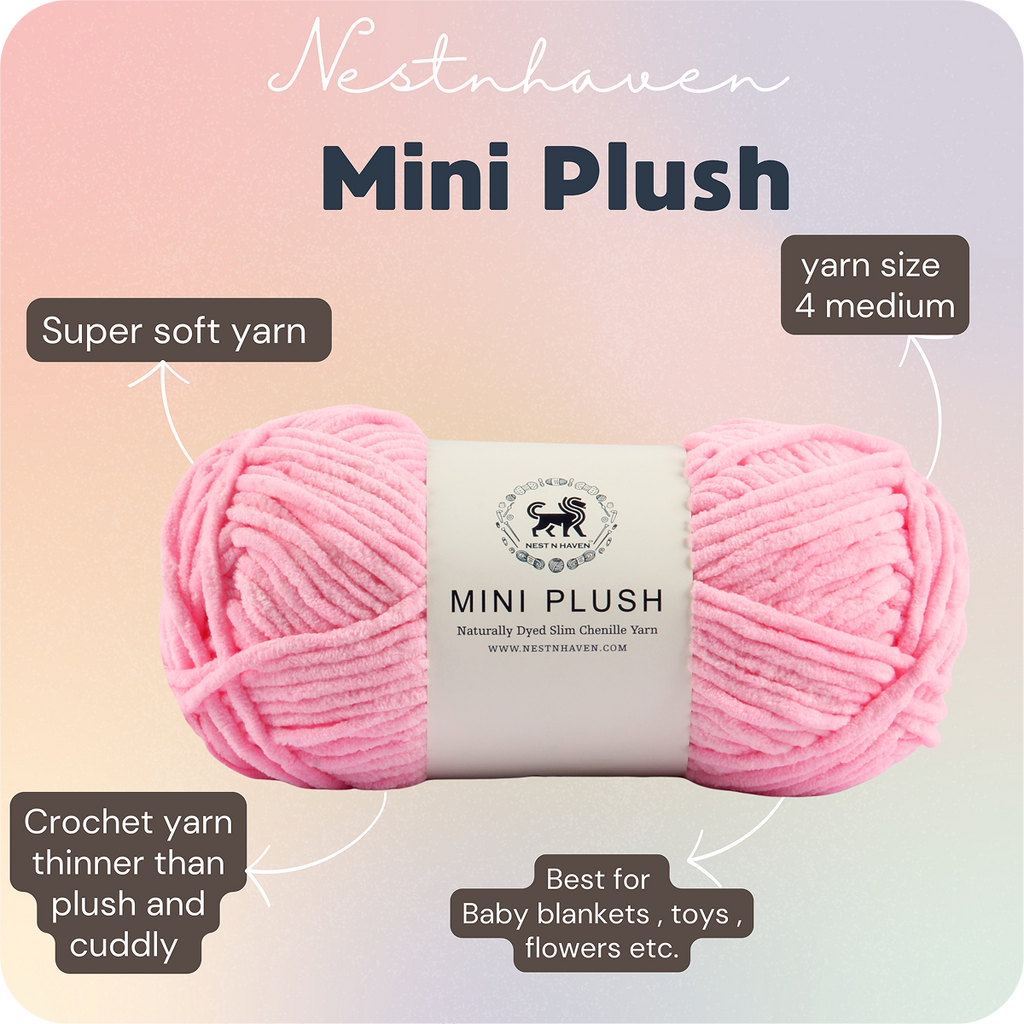 MINI Plush Chenille Yarn (100 gram) - Vivid Pink