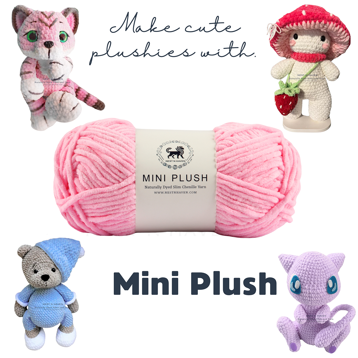 MINI Plush Chenille Yarn (100 gram) - Vivid Pink