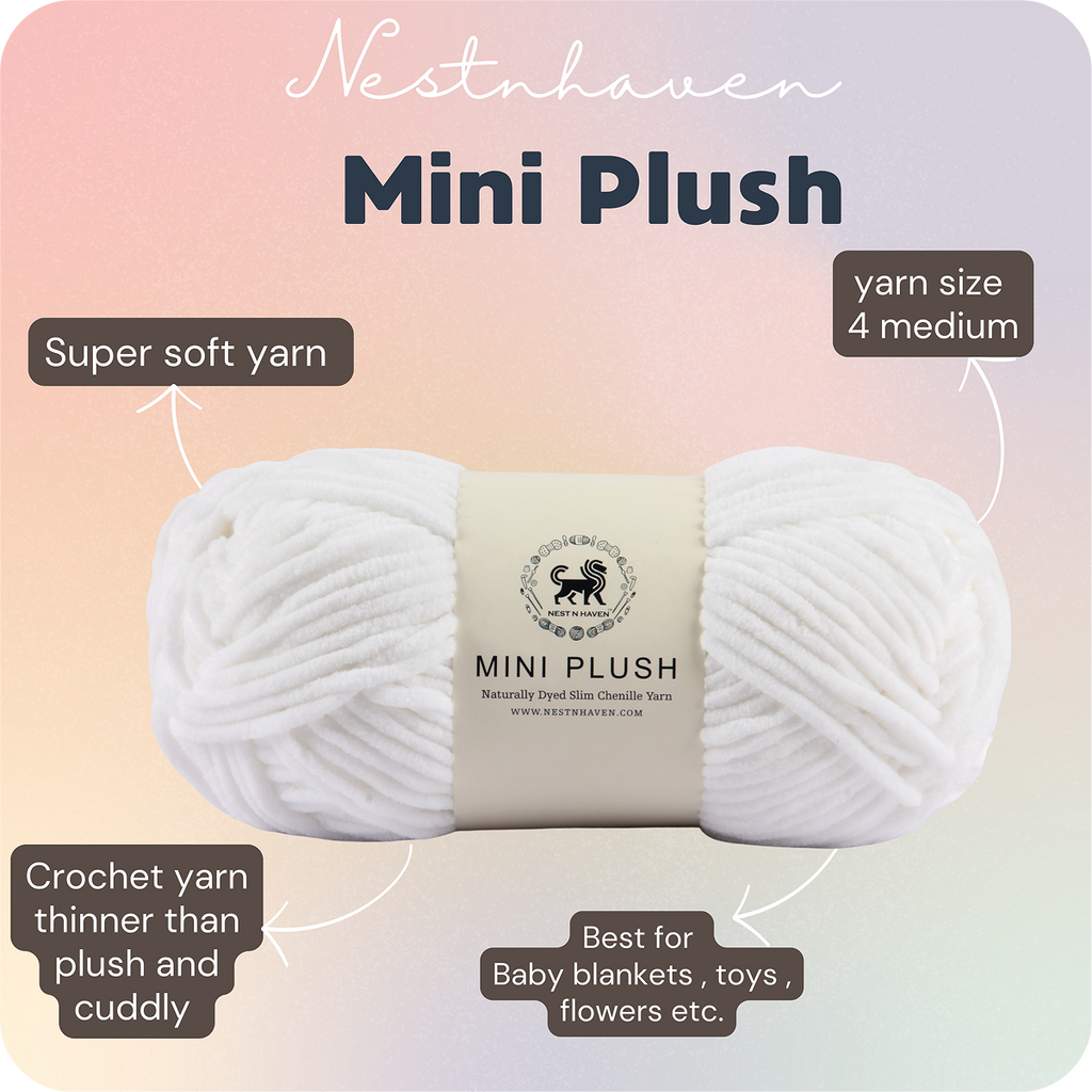 MINI Plush Chenille Yarn (100 gram) - White