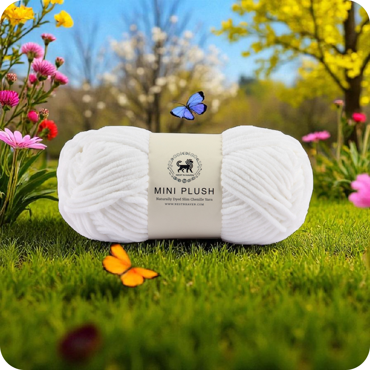 MINI Plush Chenille Yarn (100 gram) - White
