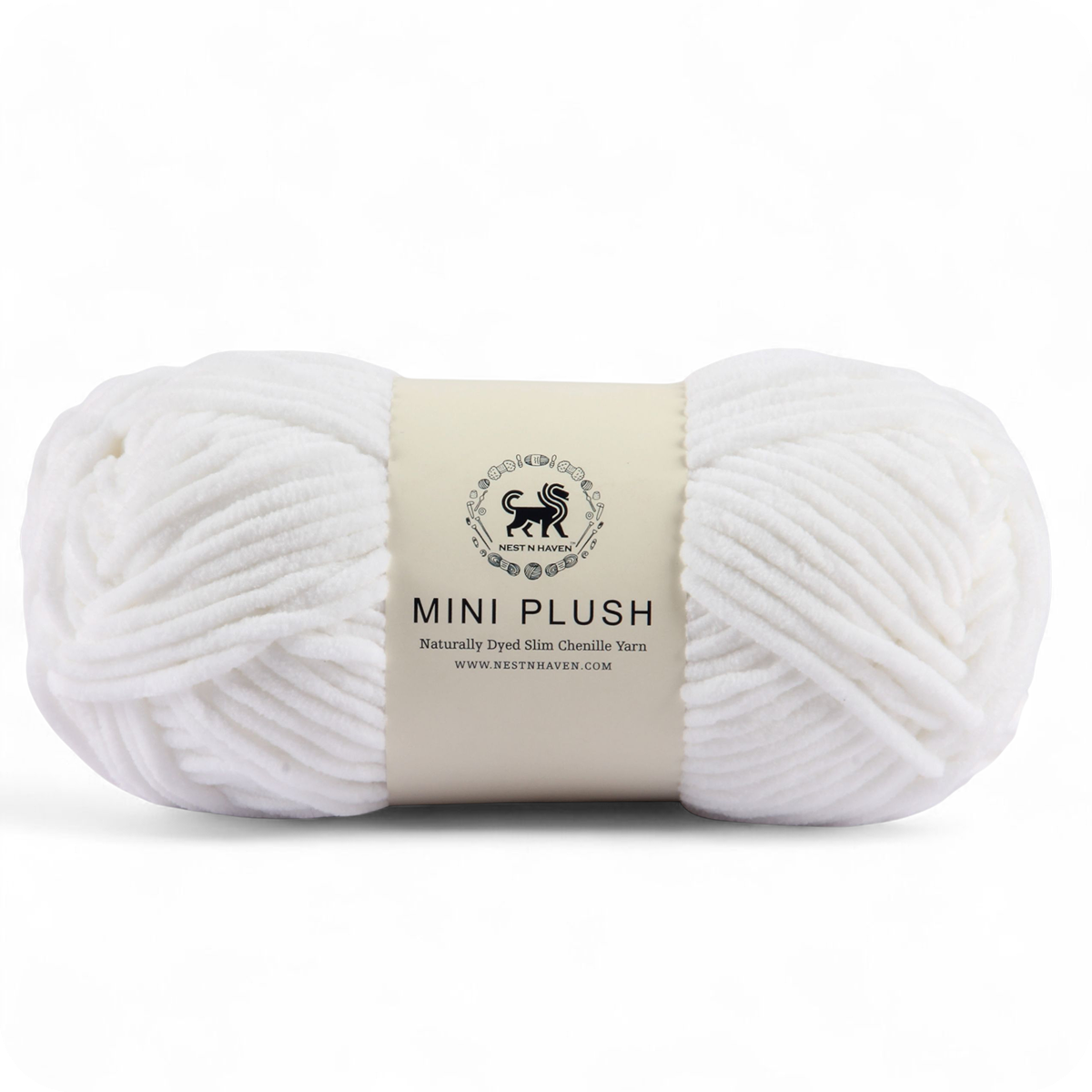 MINI Plush Chenille Yarn (100 gram) - White
