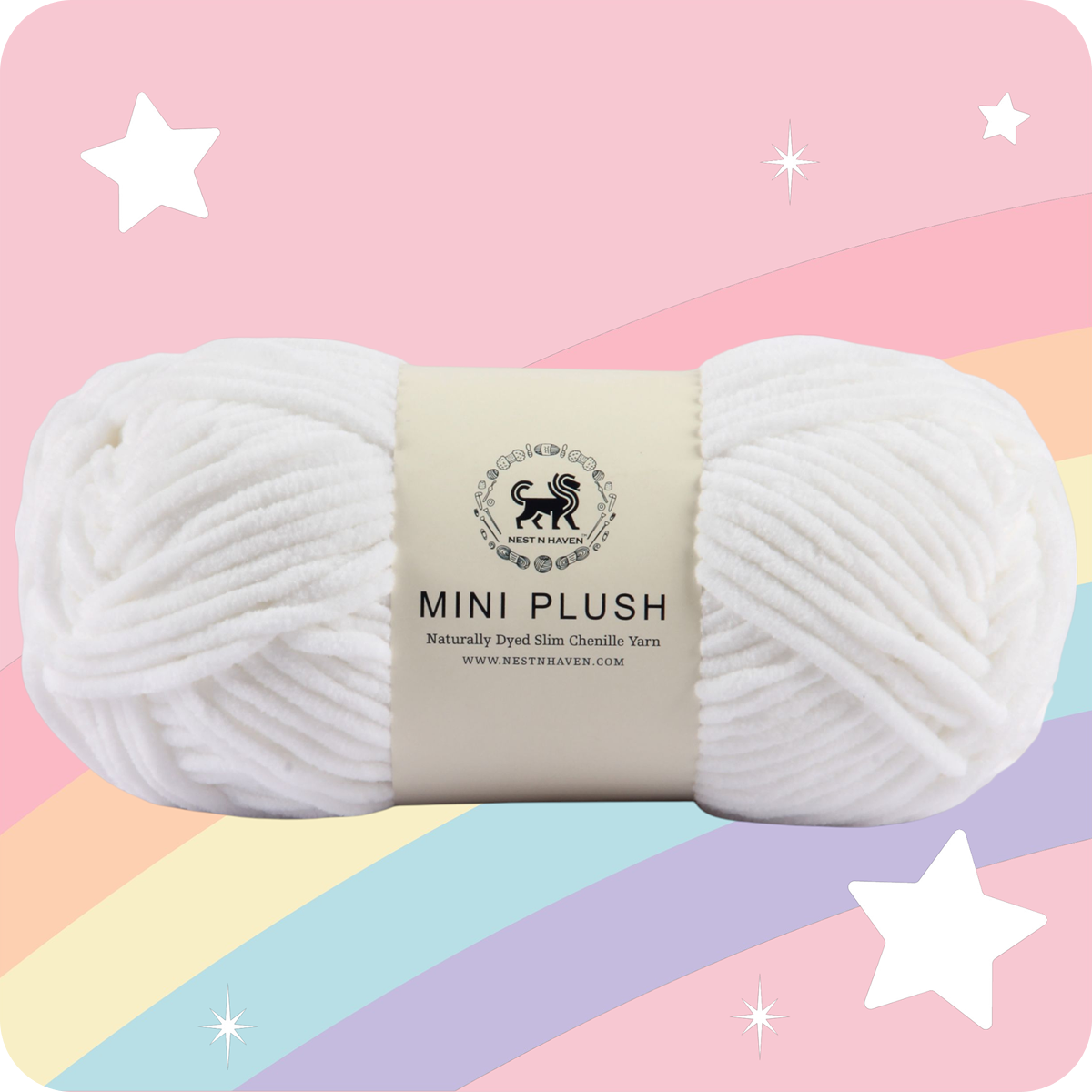 MINI Plush Chenille Yarn (100 gram) - White