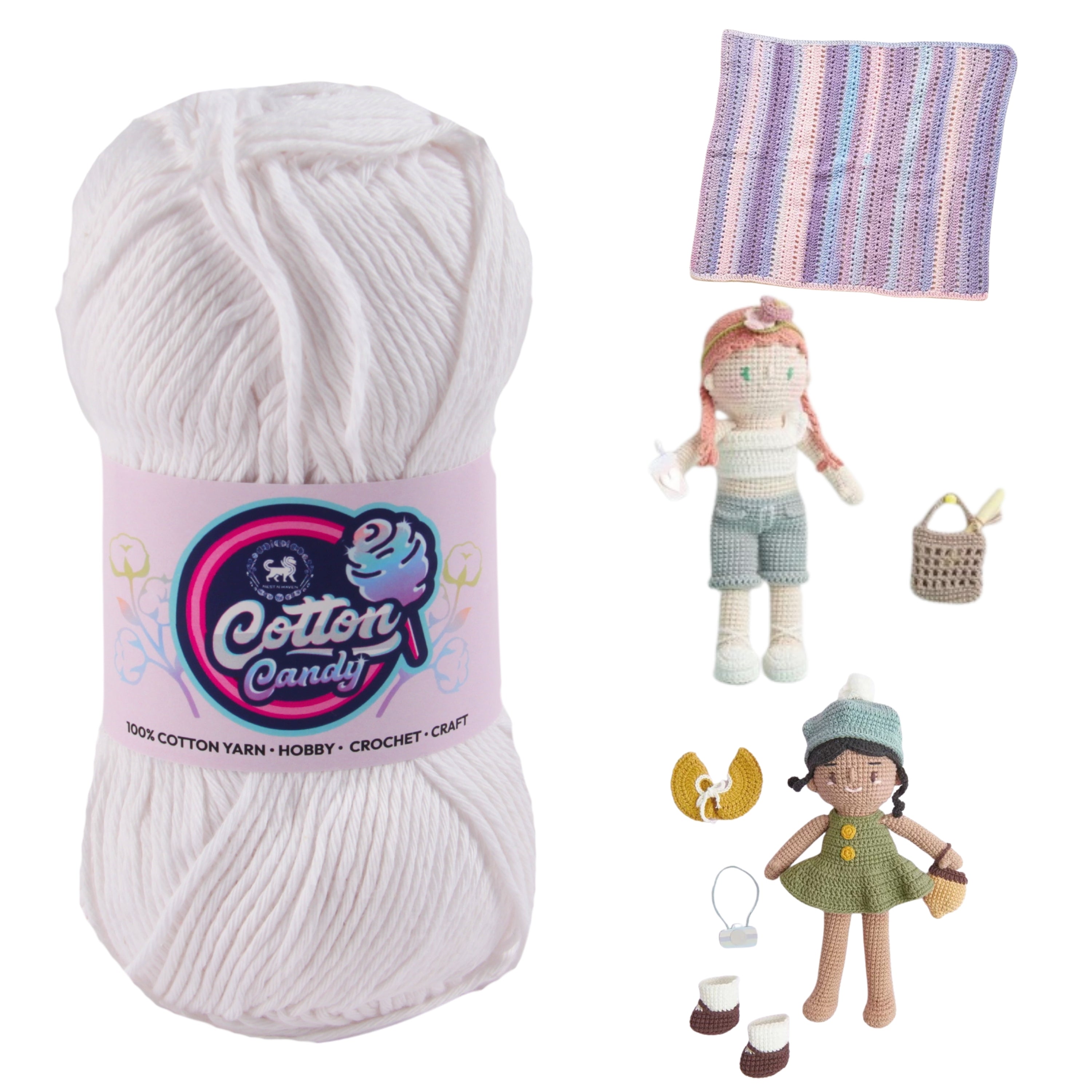 Cotton Candy Cotton Yarn (100 gram) - White