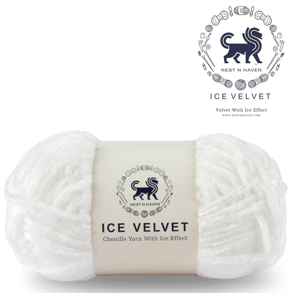 Ice Velvet Yarn, Chenille Supersoft Hand Knitting yarn Ball: (100 Gram) White