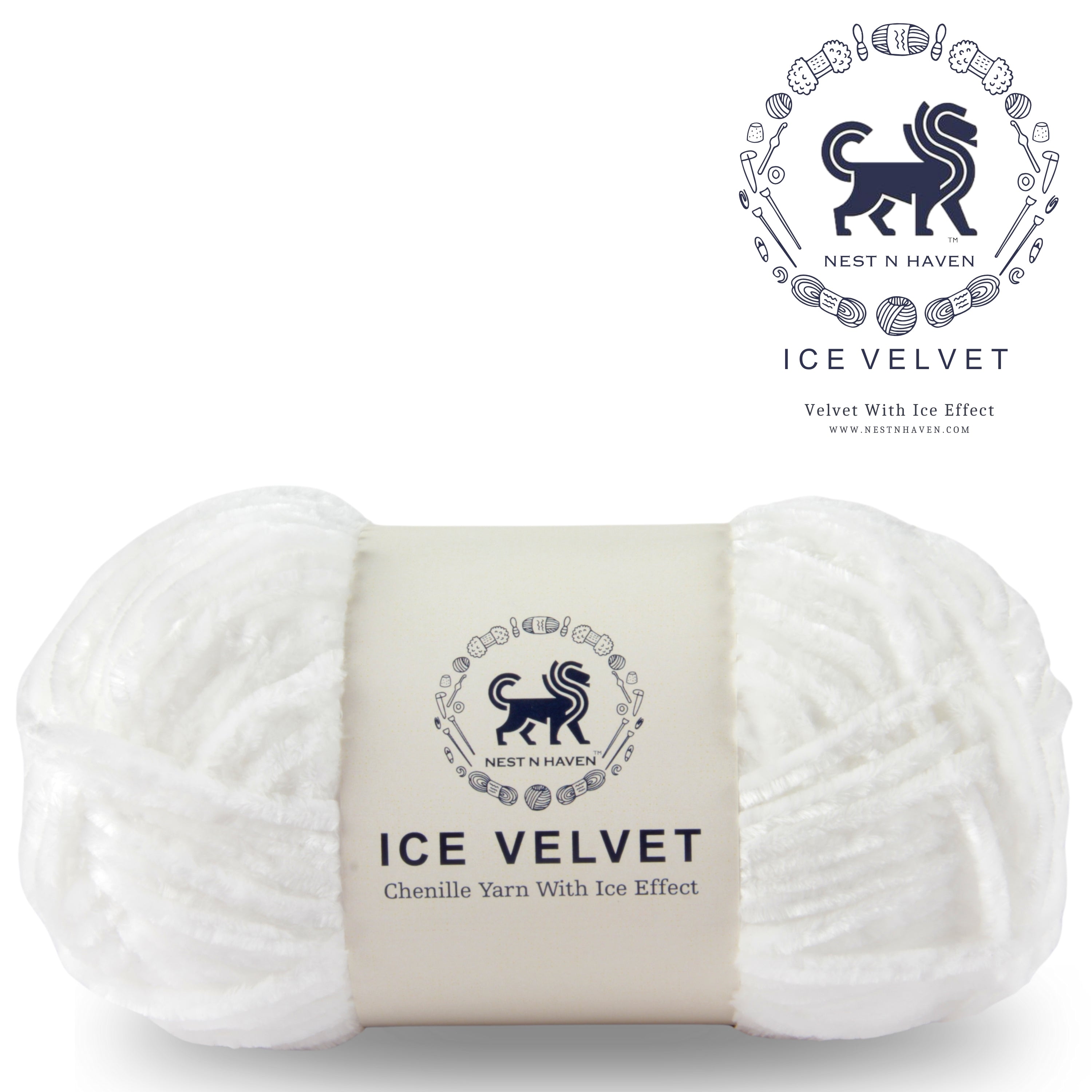 Ice Velvet Yarn, Chenille Supersoft Hand Knitting yarn Ball: (100 Gram) White