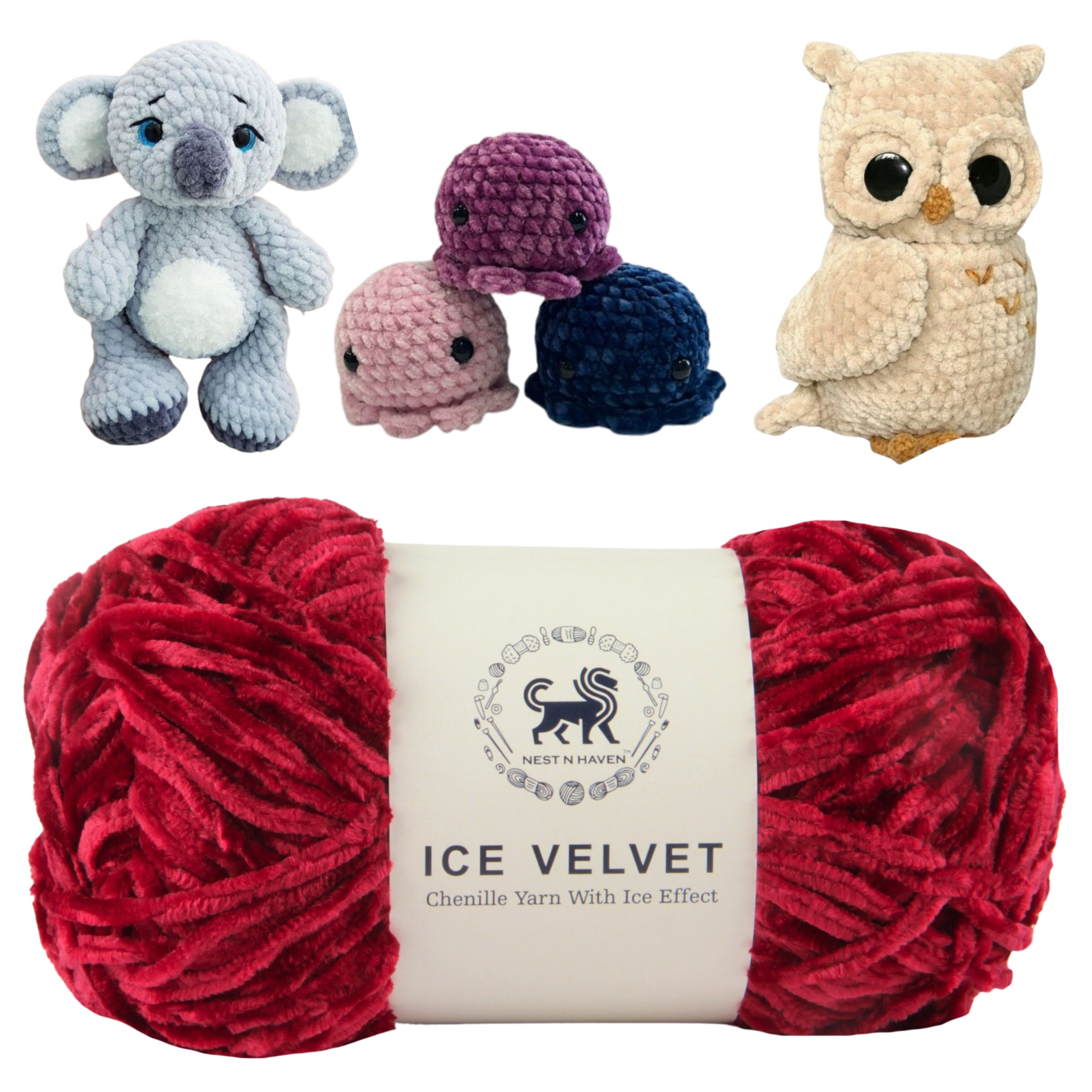 Ice Velvet Yarn, Chenille Supersoft Hand Knitting yarn Ball: (100 Gram) Wine Red