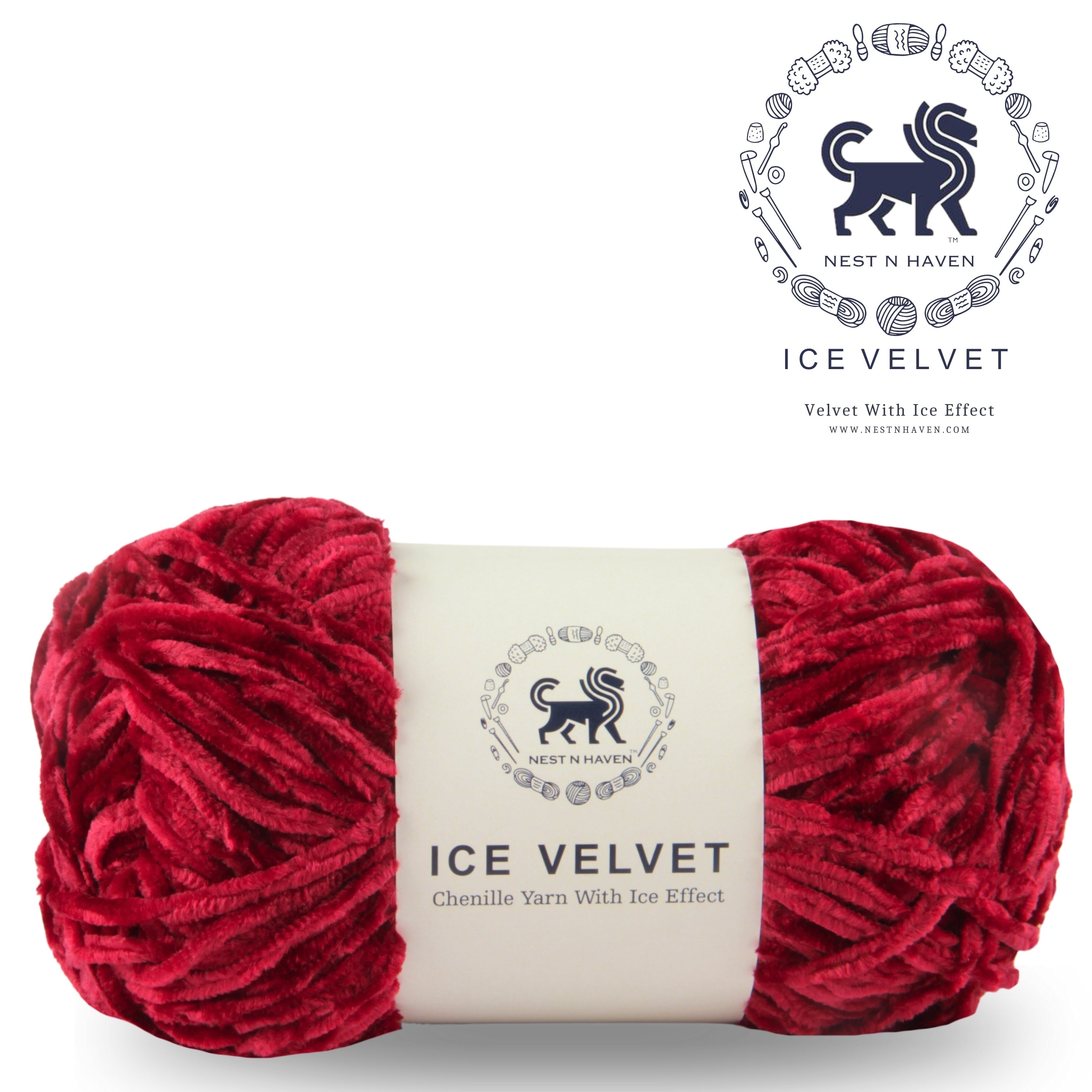 Ice Velvet Yarn, Chenille Supersoft Hand Knitting yarn Ball: (100 Gram) Wine Red