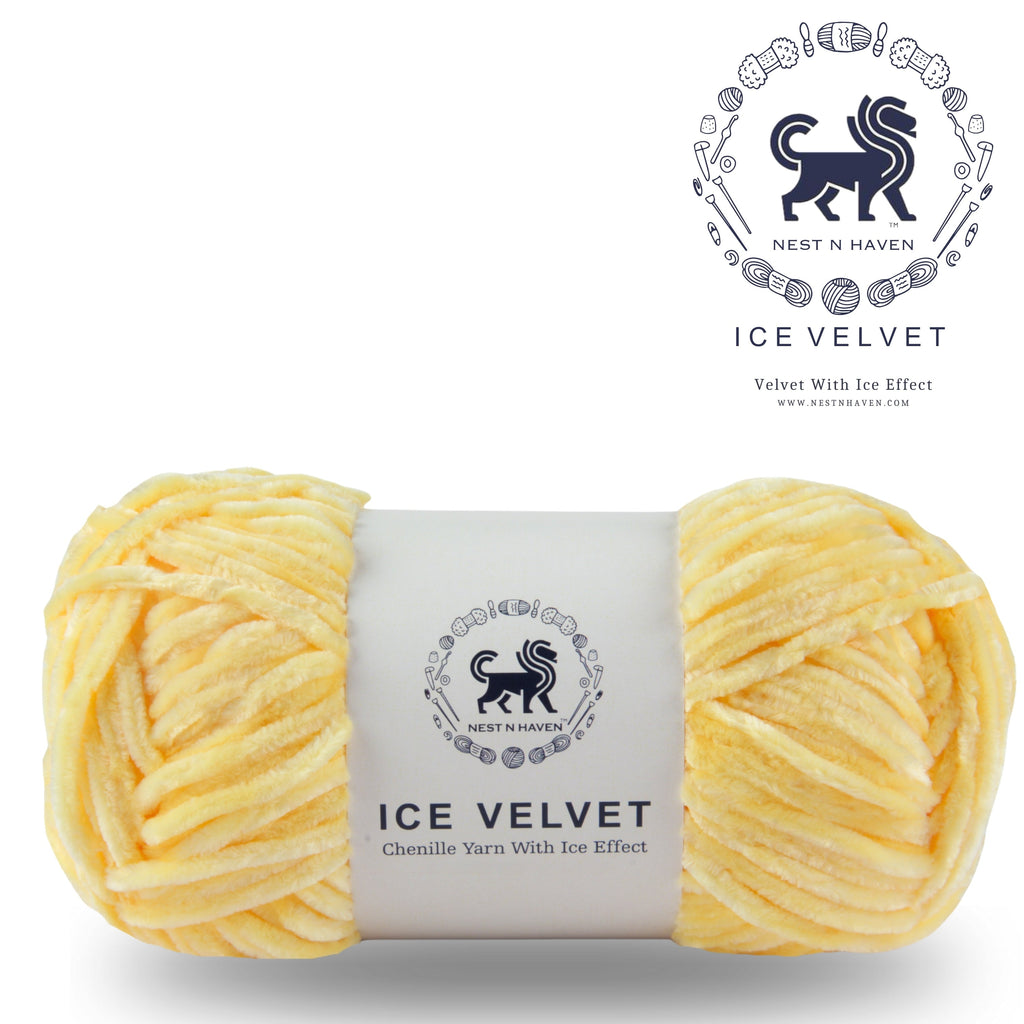 Ice Velvet Yarn, Chenille Supersoft Hand Knitting yarn Ball: (100 Gram) Yellow